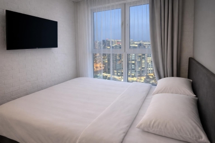 Квартира с кондиционером и панорамным видом на город