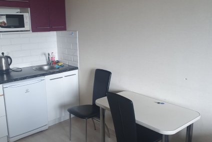 Квартира студия с прекрасным видом из окна.